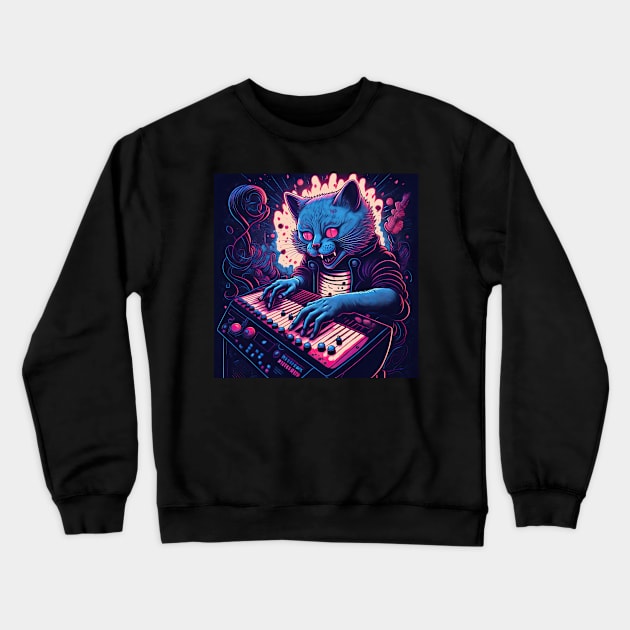 Purr-fectly on beat! Crewneck Sweatshirt by MetalPaws